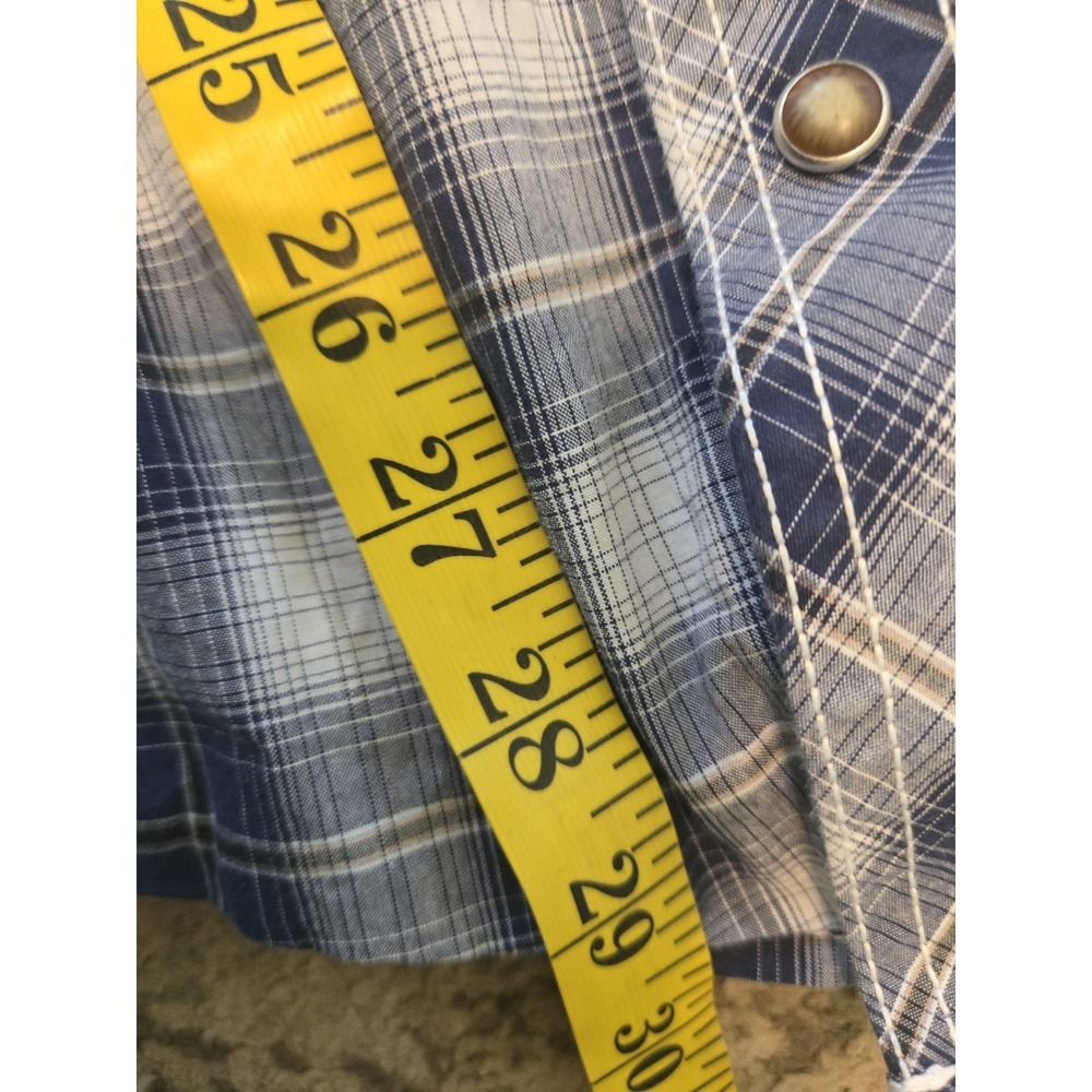 Wrangler‎ Retro Pearl Snap Mens Western Wear L Tall Blue Plaid - Picture 8 of 9